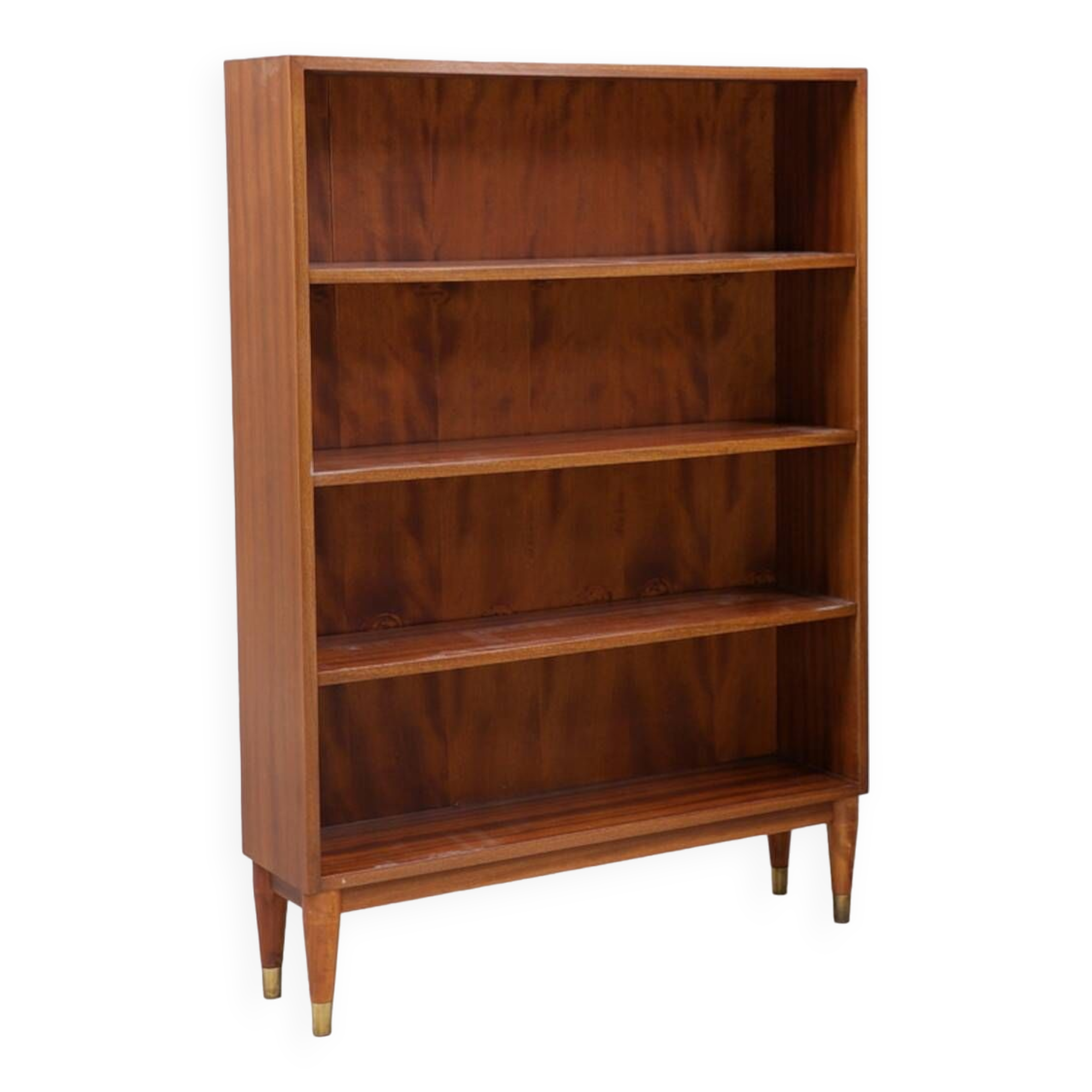 Vintage teak bookcase several adjustable levels 1960 suede