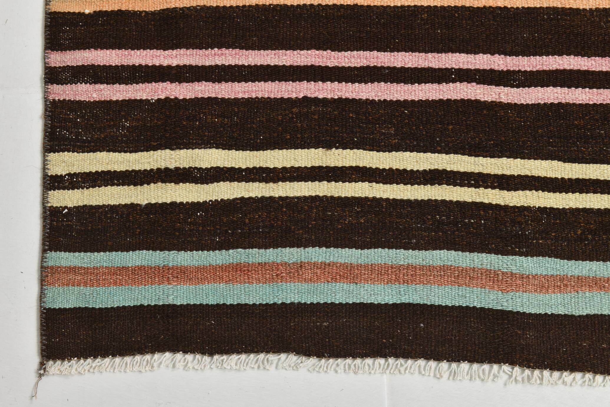 Tapis Kilim à rayures marron et beige