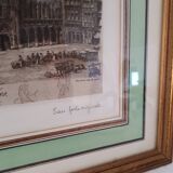 Painting lithograph engraving etching Brussels Town Hall