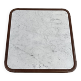 Vintage coffee table in marble and leather attribué à Desede, 1970s