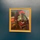 Original Swedish Oil on Panel - "Cineraria i Kruka" by Elna Jacobsson - Signed - Vintage and Framed - 48 × 43.5 cm (18.9" × 17.1")