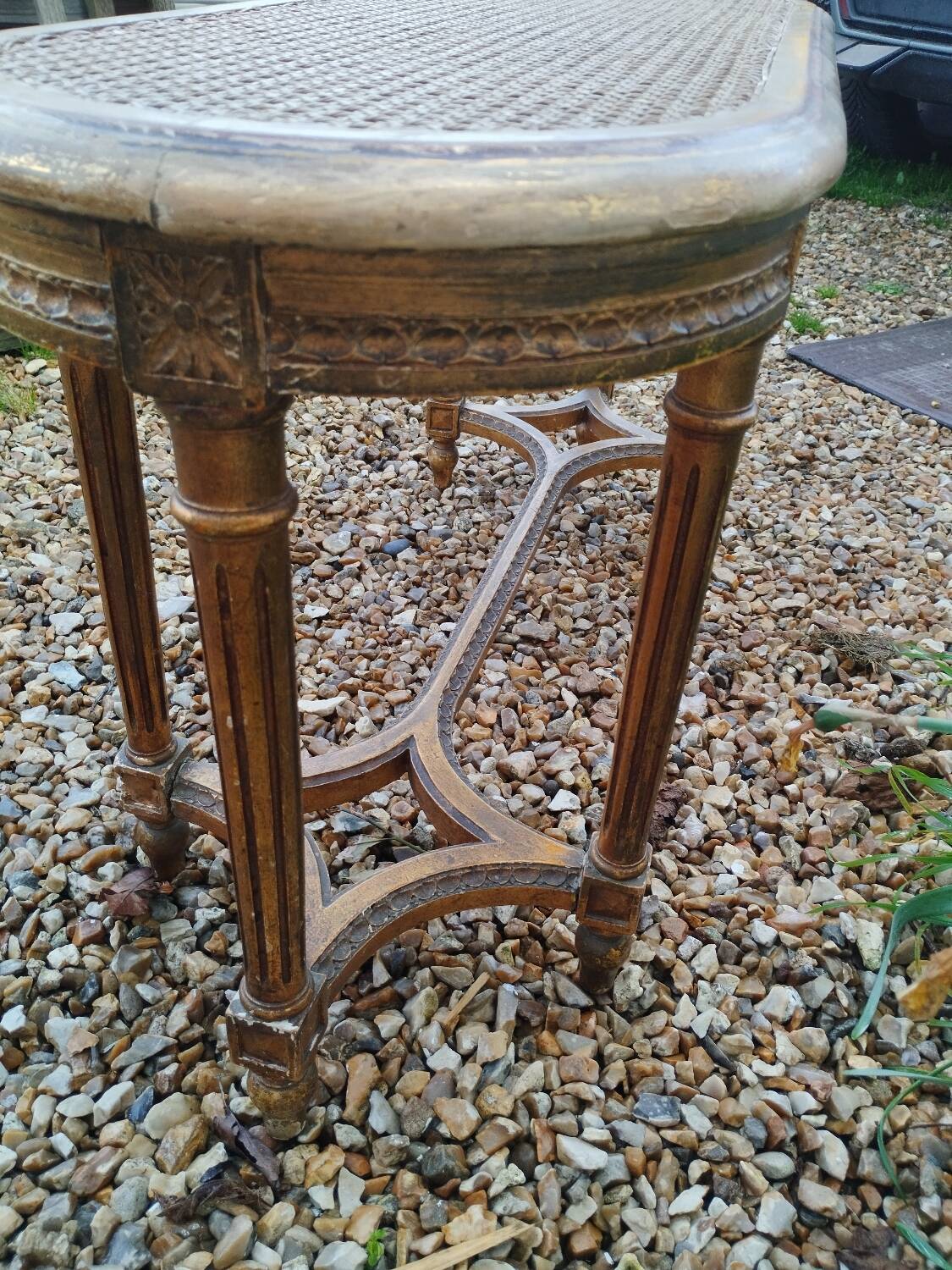 Louis XVI style gilded wood piano bench