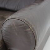 1970s Danish Brown Leather 2 Seater Sofa