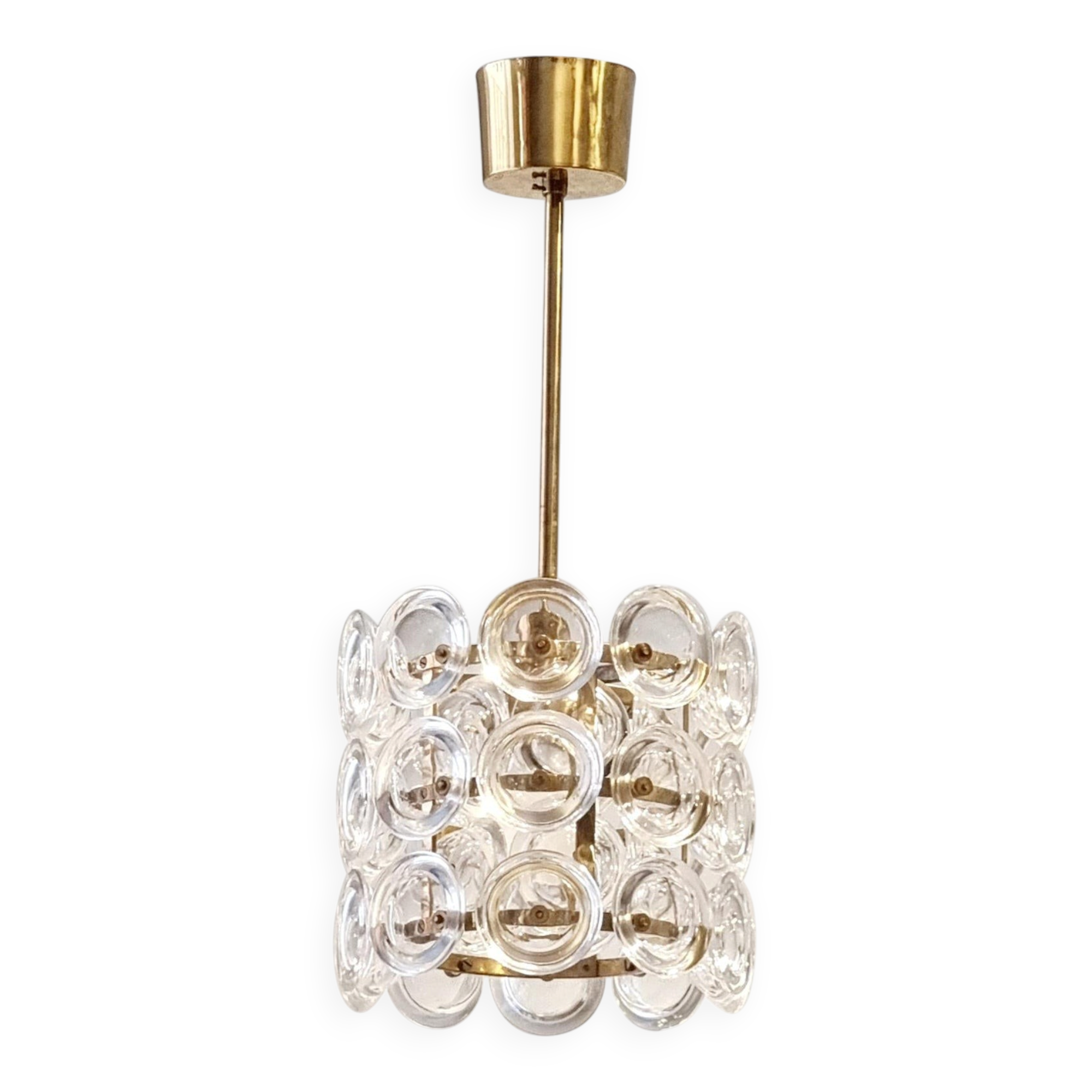 Carl Fagerlund, Glass and Brass Pendant Fagerhult/Orrefors, Scandinavian Modern