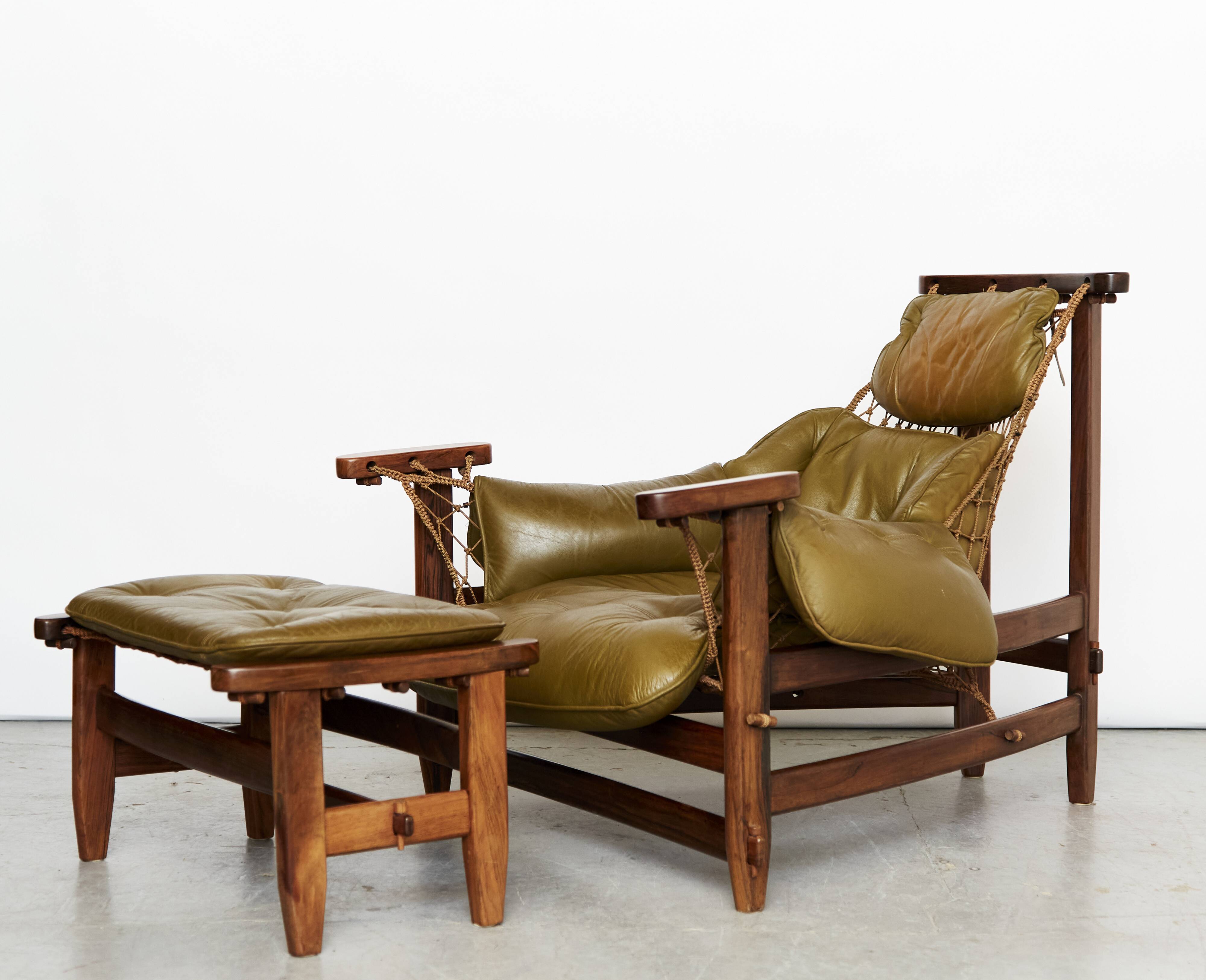 Jean Gillon "Jangada" Lounge Chair & Ottoman for Italma Wood Art, 1968
