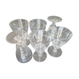 6 vintage wine glasses engraved pyramid shape