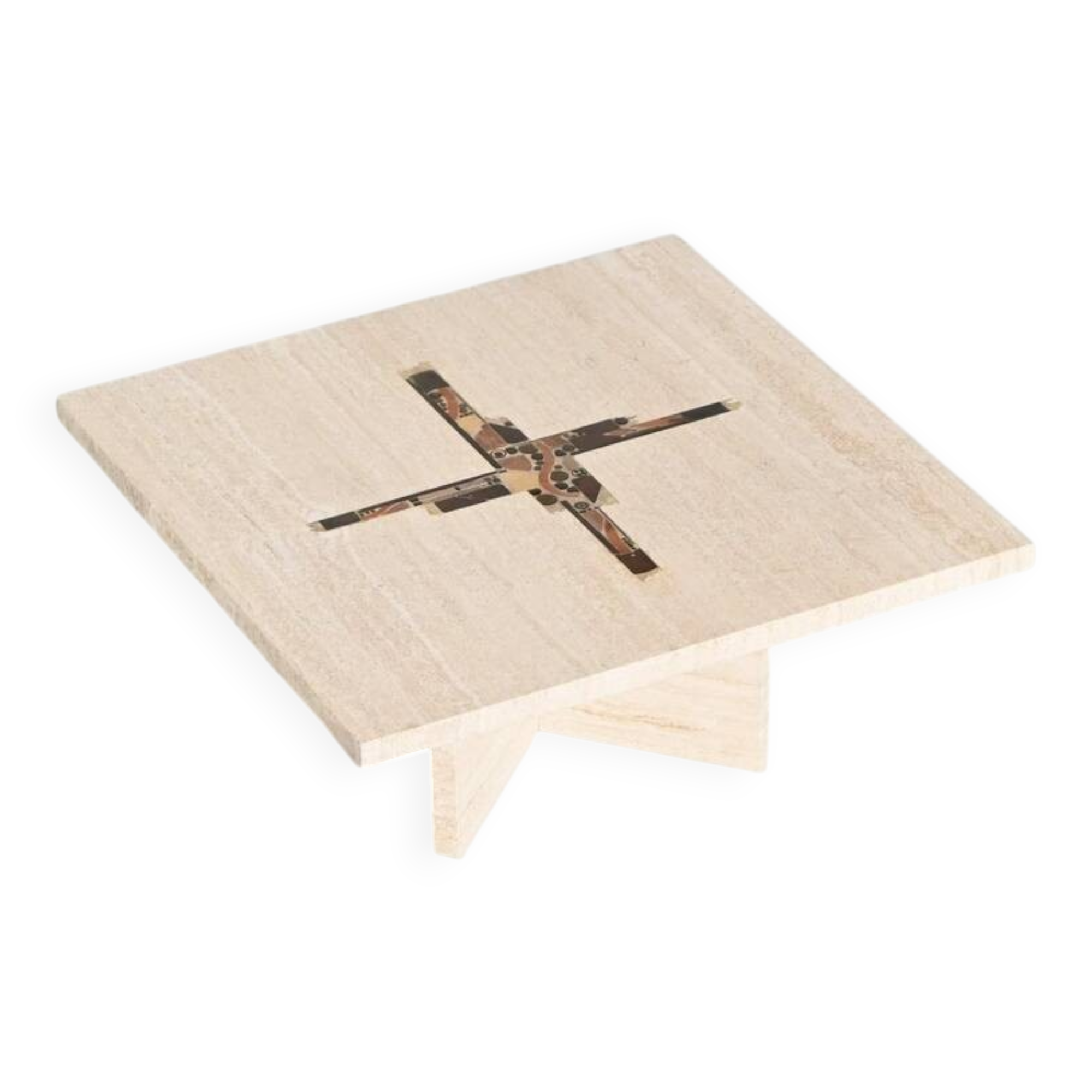 Paul Kingma artwork coffee table in travertine, The Netherlands, 1980