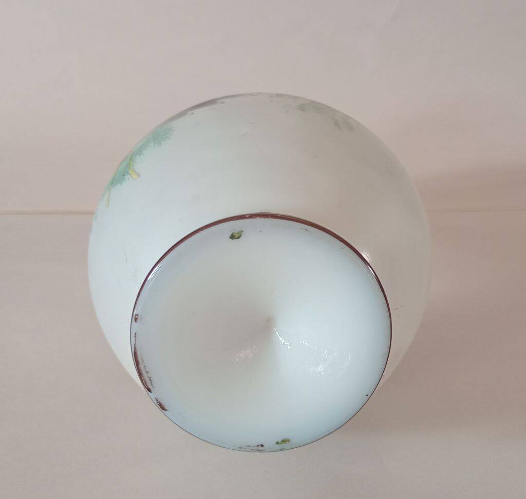 Late 19th Century French Opaline Glass Vase - Hand-Painted Floral Soliflore