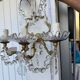 Pair of 3-light bronze and crystal wall lights