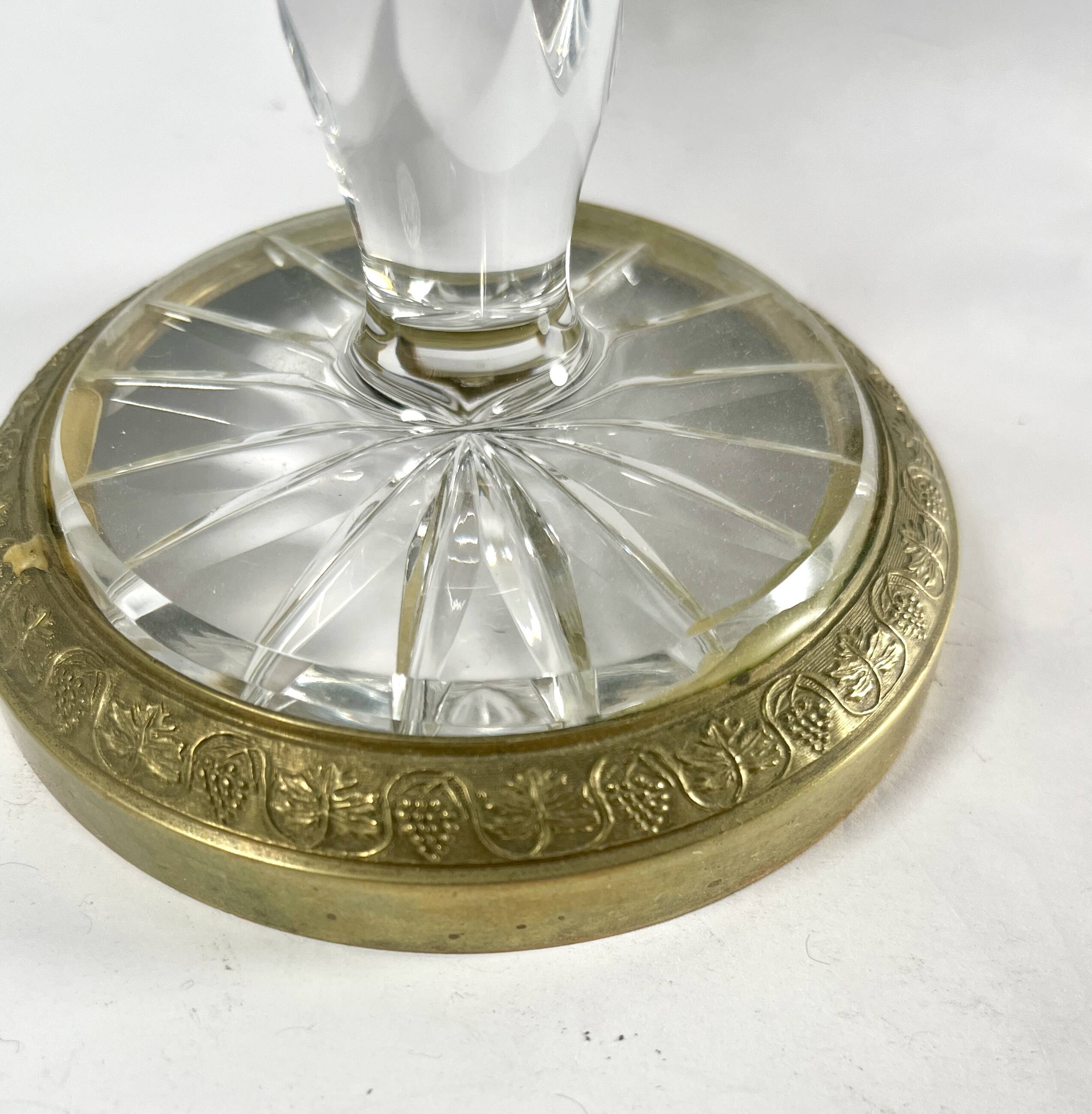 Crystal and bronze compote dish