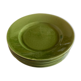 Set of 6 plates in green faience 1960