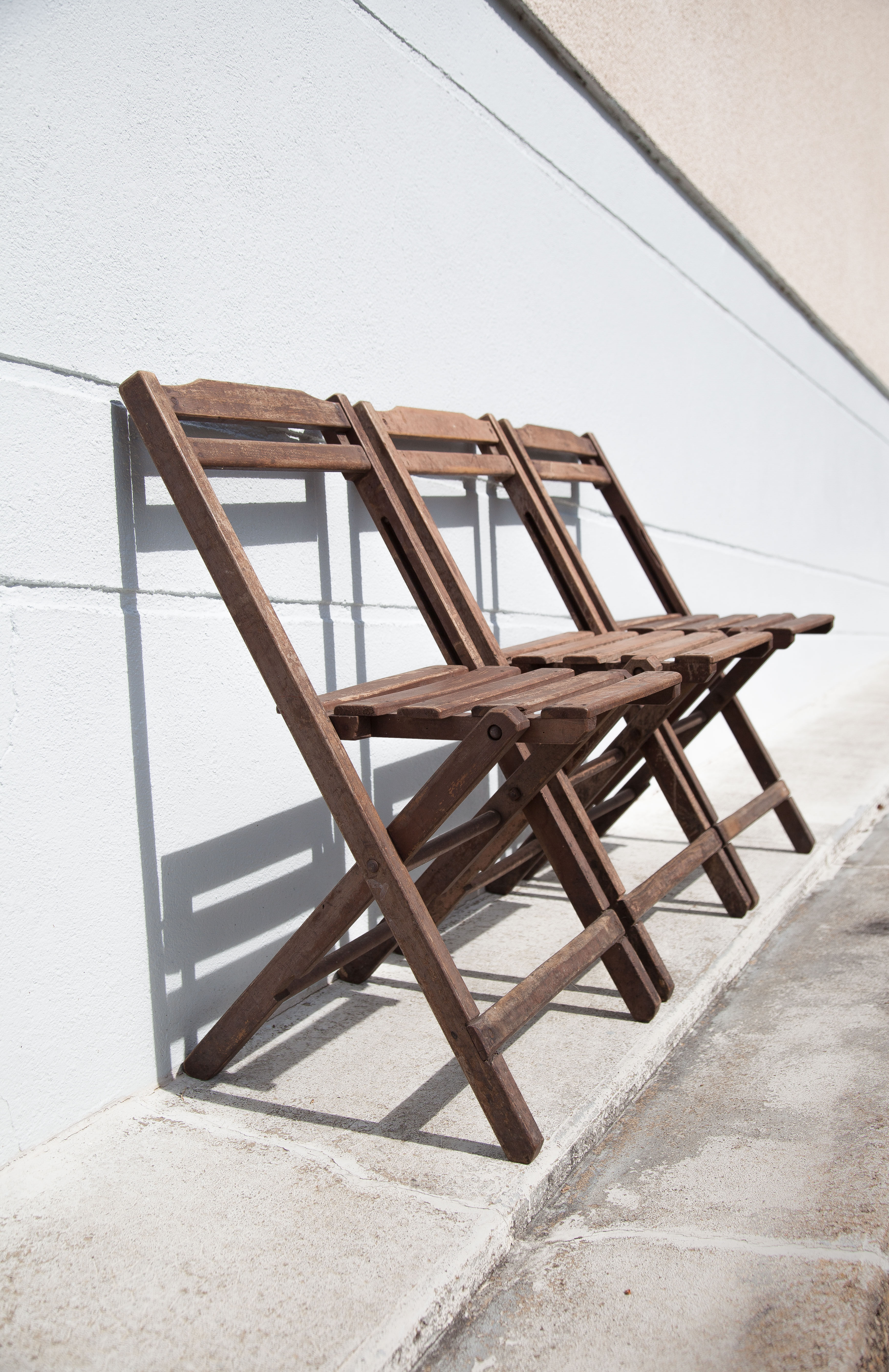 Set of 3 wooden folding chairs