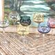 7 vintage iridescent foot glasses