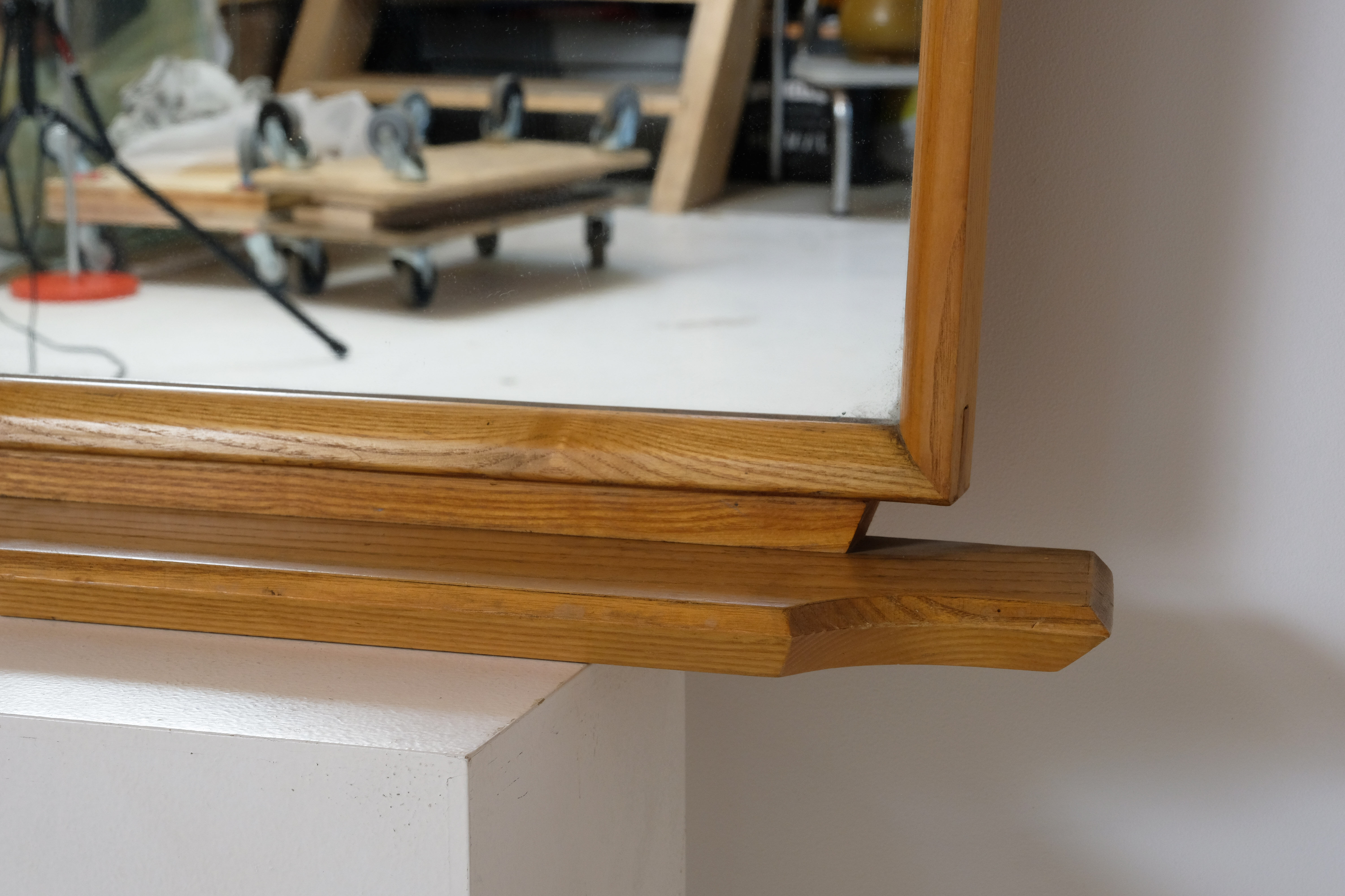 Solid oak mirror 1960s 50x114cm