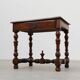 French Louis XIII Walnut Side Table with Drawer and Turned Legs, circa 1850