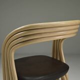 Set of 4 rattan dining chairs, 1980s Italy.