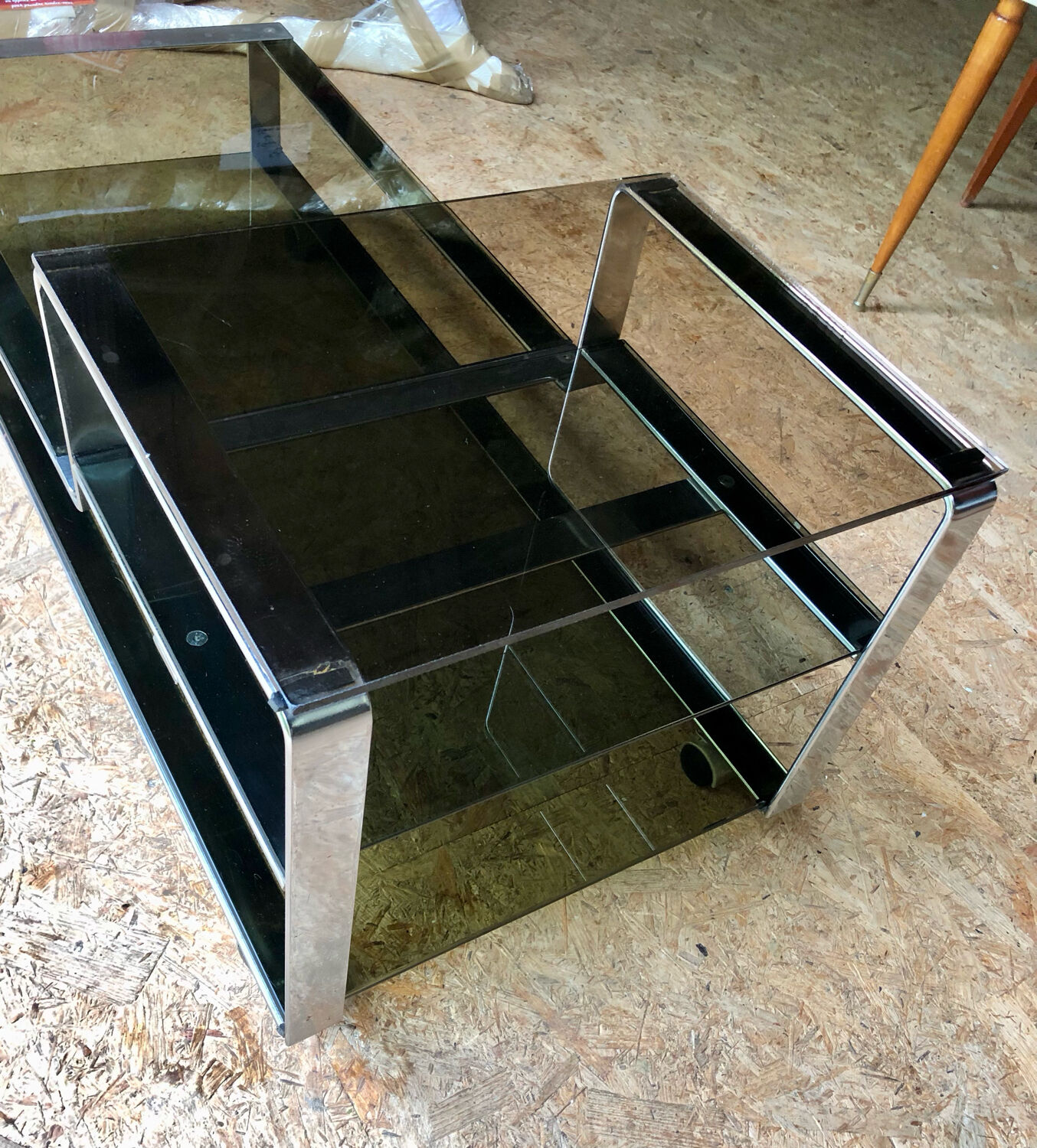 Smoked glass chrome coffee table