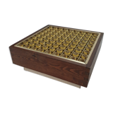 Mid century scandinavian pine and brass ceiling lamp, 1960s