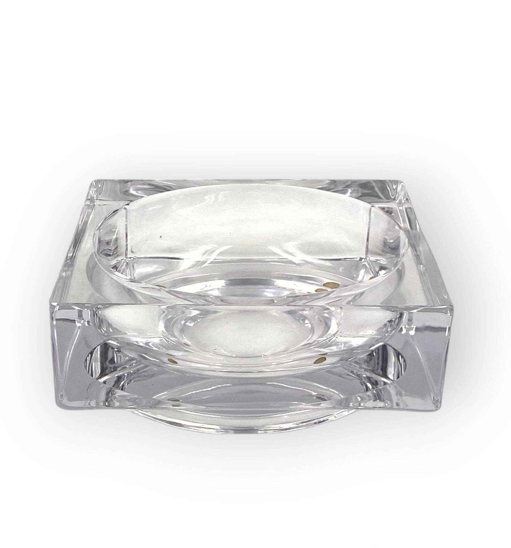 Monumental molded crystal ashtray, Sevres France 1970s
