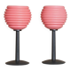 Lot de 2 lampes de table en verre rose - Lampes de chevet vintage avec abat-jour en verre cannelé - Design Space Age Italie - Années 1980