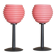 Lot de 2 lampes de table en verre rose - Lampes de chevet vintage avec abat-jour en verre cannelé - Design Space Age Italie - Années 1980