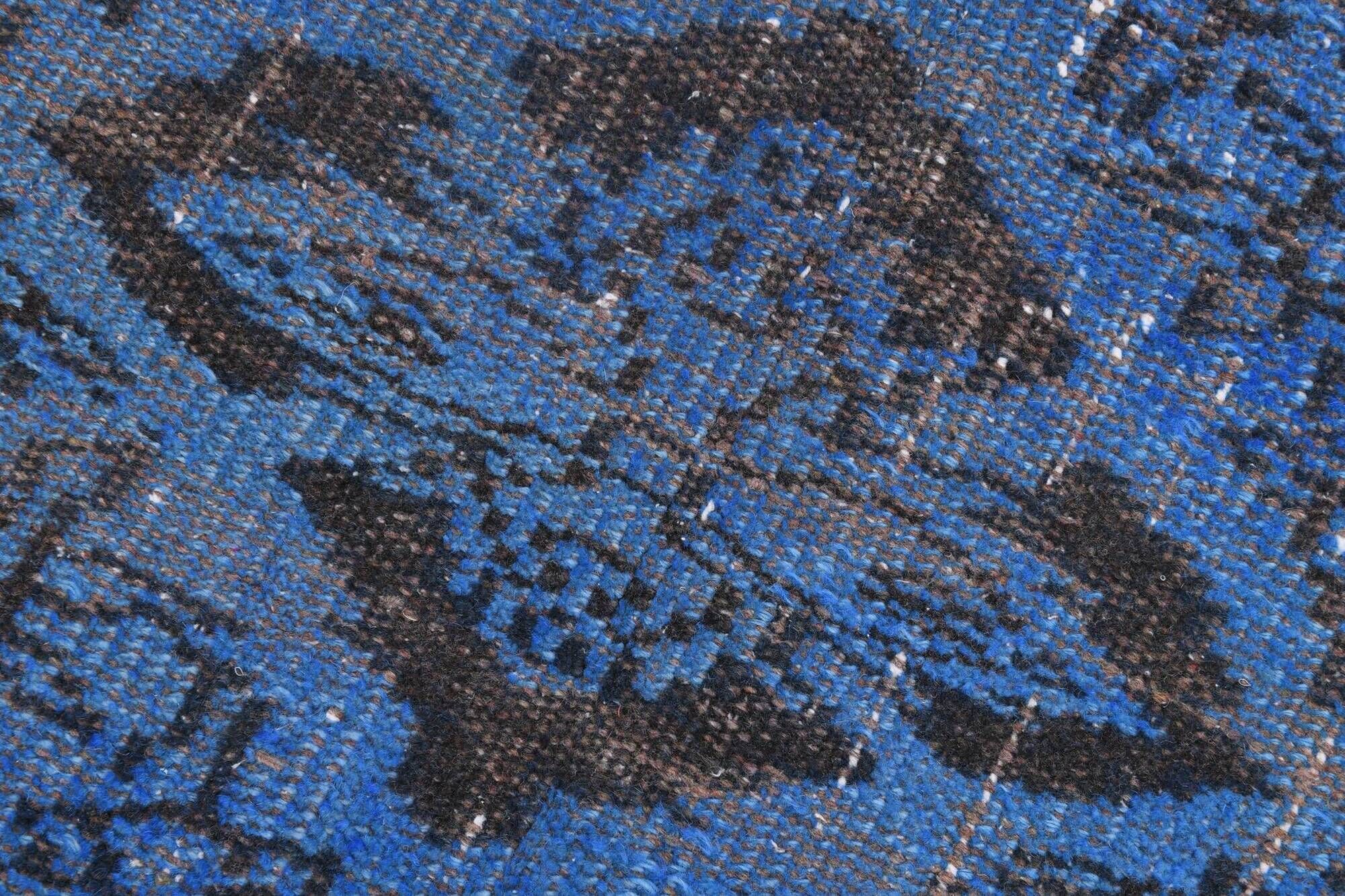 Vintage blue and black Turkish rug with traditional design, 163 × 268 cm