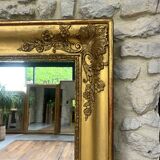 Miroir ancien de cheminée 144,5cm/131,5cm feuille d’or et mercure