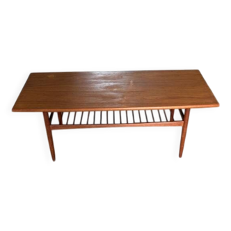 teak coffee table with magazine rack - Denmark 1960s