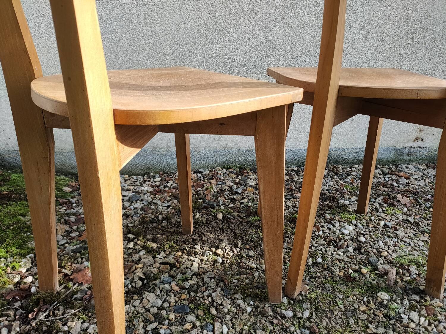 Pair of vintage solid wood bistro chairs