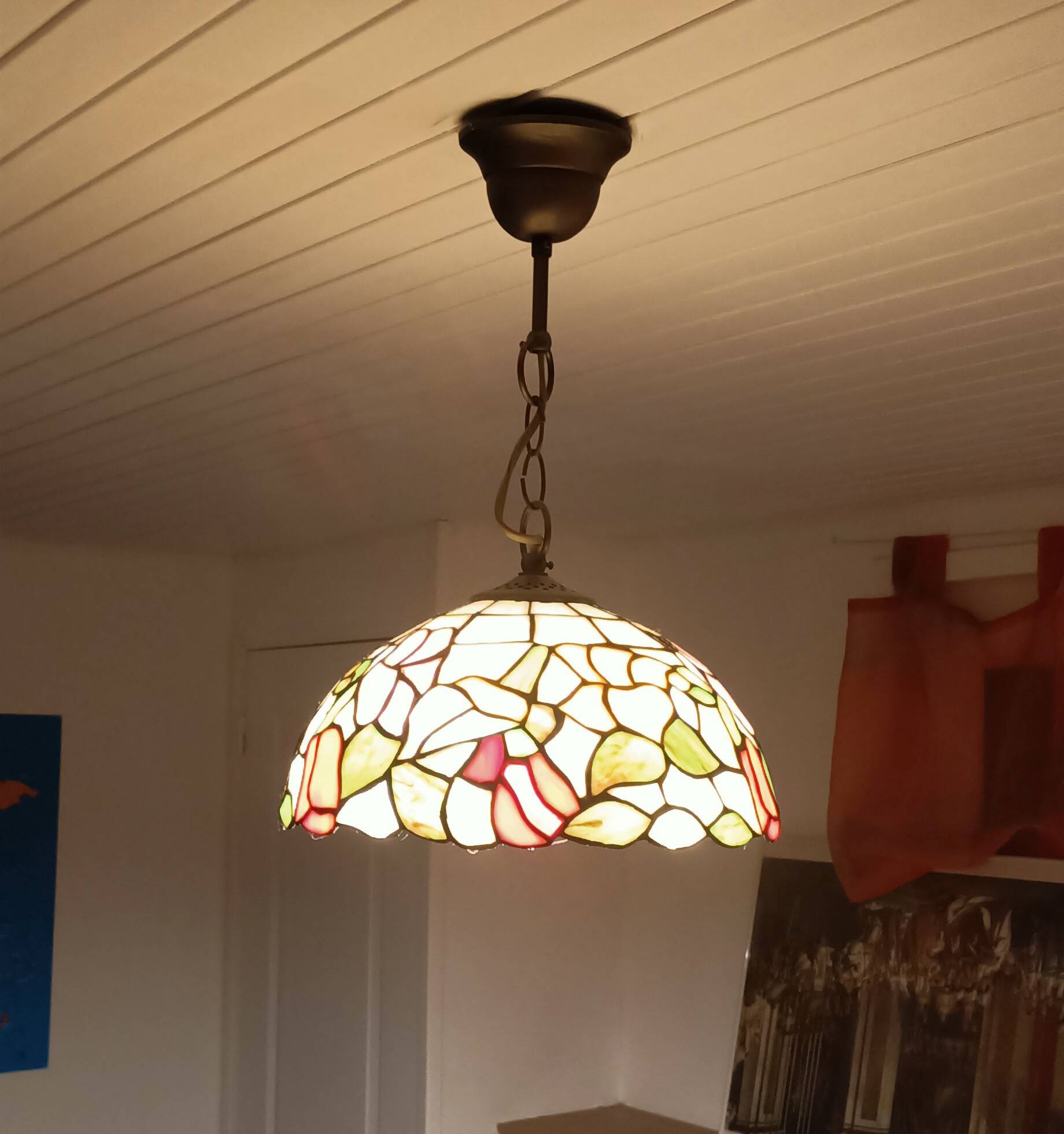 Tiffany-style pendant light – Ø 30 cm – genuine glass – heavy