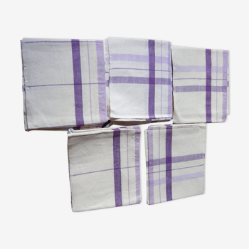 5 old mixed-race linen tea towels