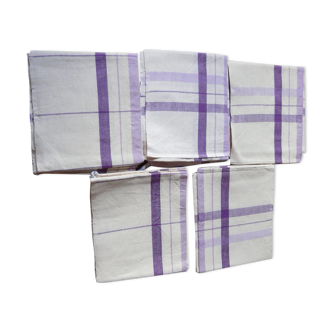 5 old mixed-race linen tea towels