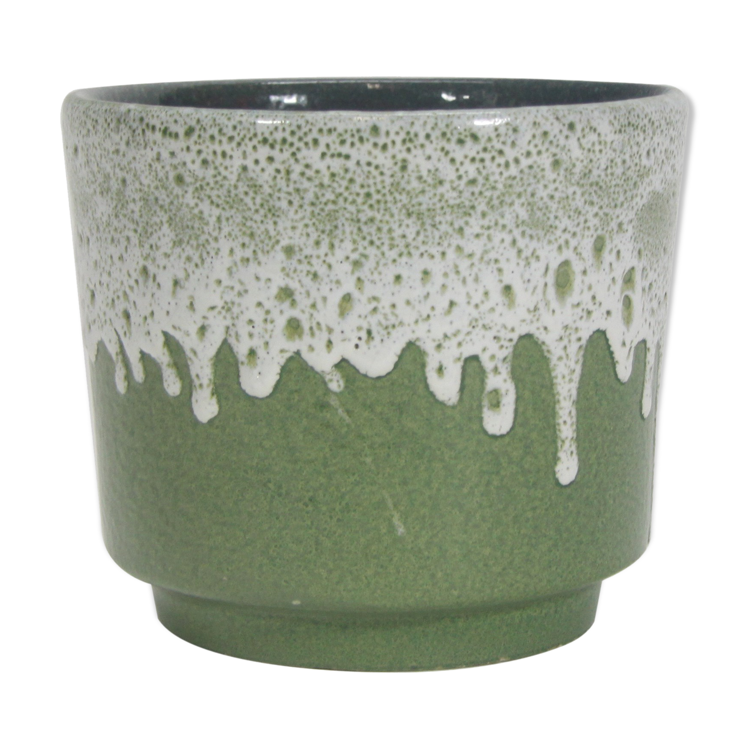 Green fat lava flower pot, 1970's