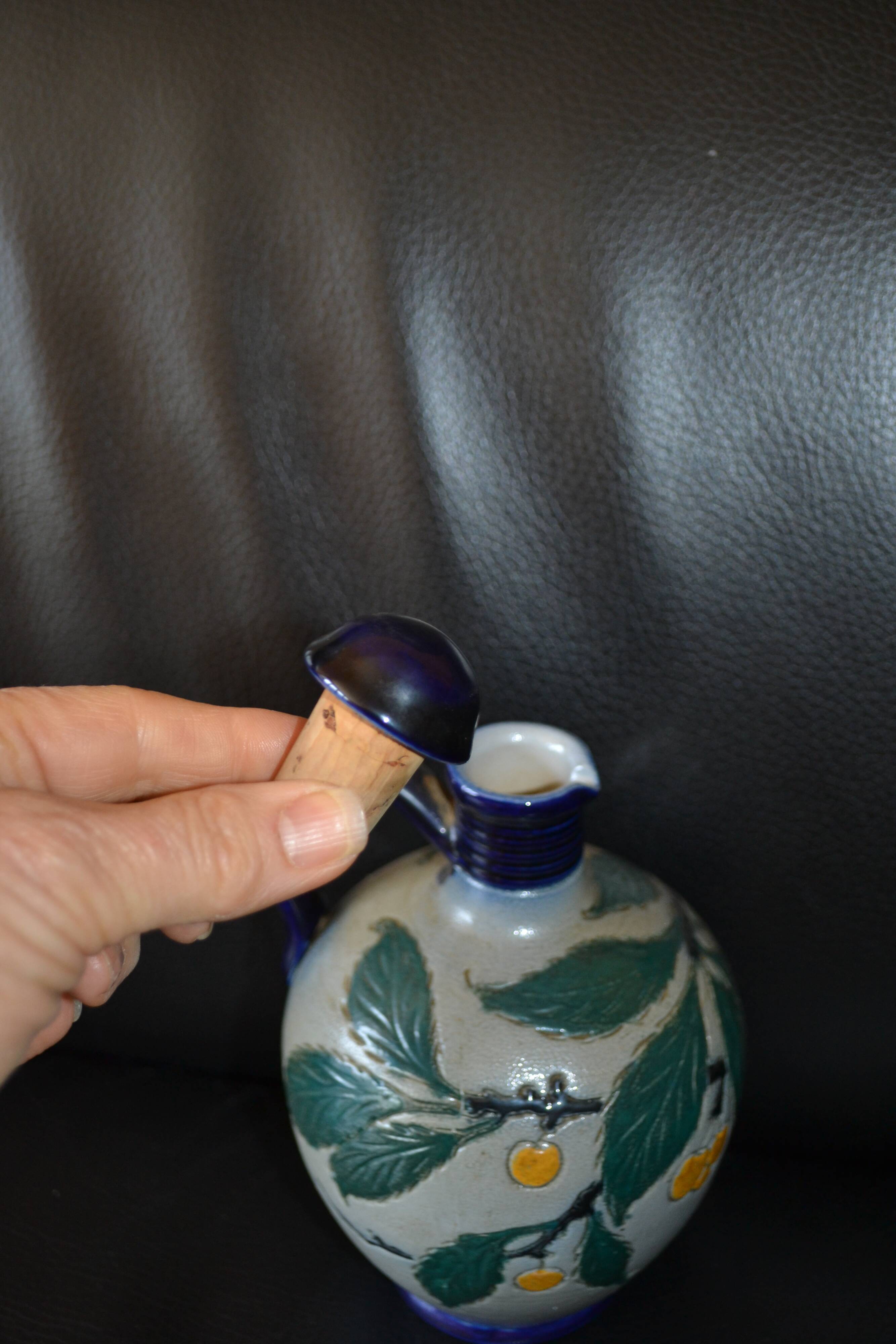Stoneware olive oil pitcher