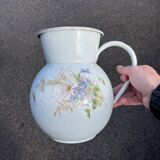 Old floral enamelled pitcher pitcher B freres cafetiere enamelee