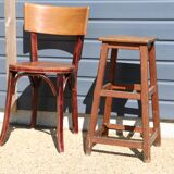 Dark oak high stool 650mm
