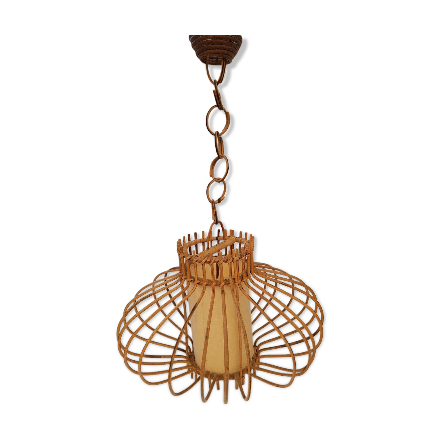 1950s rattan hanging lamp