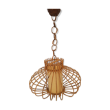 1950s rattan hanging lamp