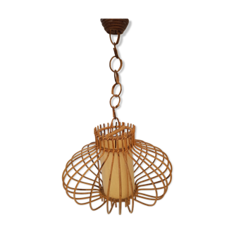 1950s rattan hanging lamp