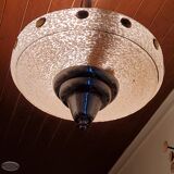 1930s Art Deco chandelier in glass and chromed metal