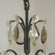 French Art Deco 6-Light Green Finish Bronze Crystal & Glass Chandelier 5343