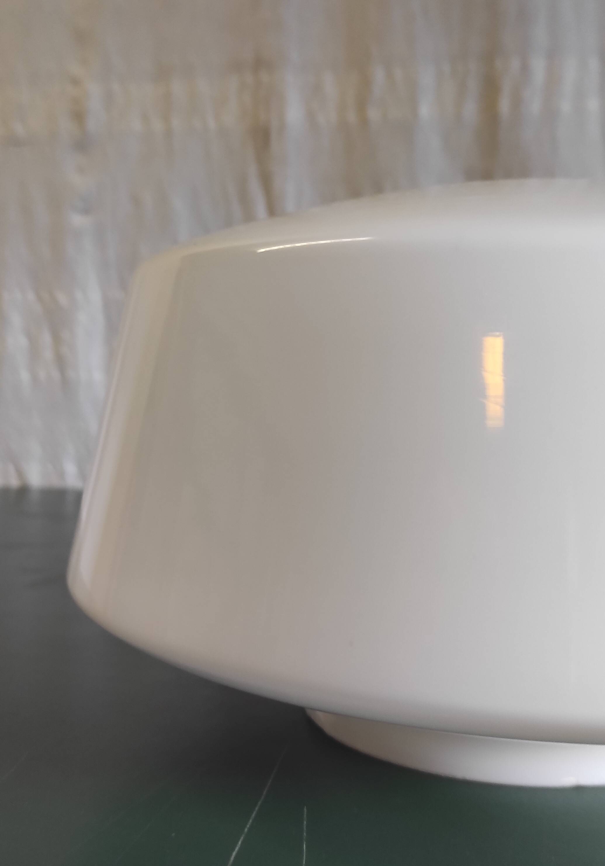 Industrial style opaline globe lampshade, mid-20th century
