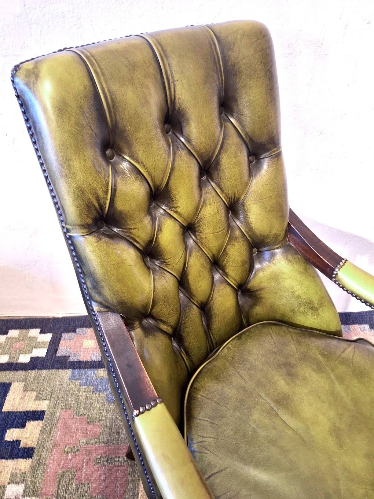 Tufted leather Chesterfield library chair, 1970s