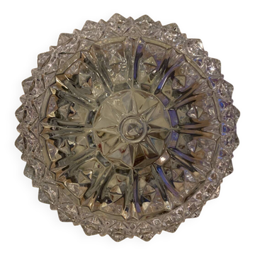 Plafonnier rond en verre à facette étoilées