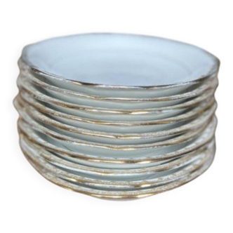 Set of 10 very small soup plates - Pommier Dureil 72 - Porcelain