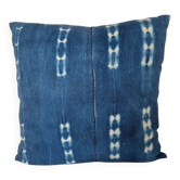 Housse de coussin en tissu indigo ancien