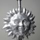Pair of handcrafted candle holders Sun & Moon vintage mid-century silver-plated tin