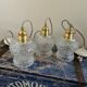 Set of three vintage pendant lamps in chiseled glass