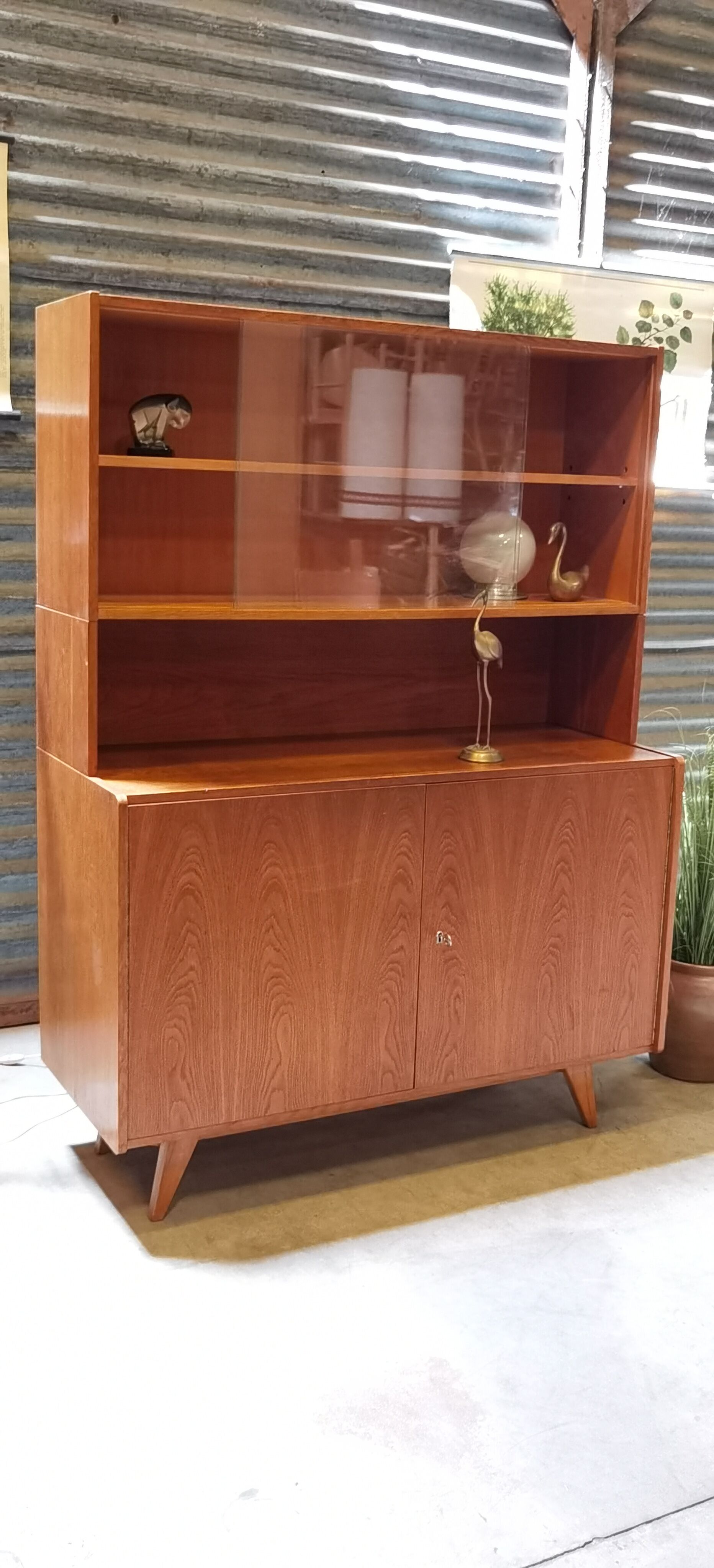 High buffet Biblitheque compass feet U 450 by Jiri Jiroutek for Interier Praha 1960