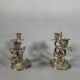 Pair of Rococo Style Candelabra in Silvered Bronze, 19th Century